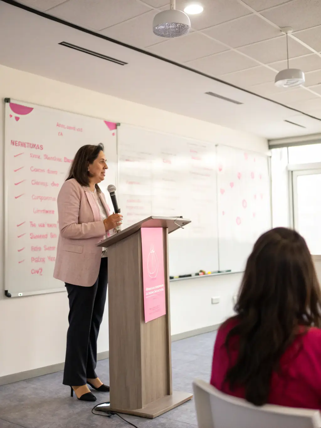 A professional shot of a keynote speaker addressing a large audience at a conference about the future of beverage technology.